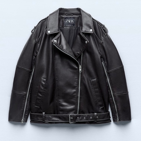 Zara faux leather jacket in black - Picture 1 of 4